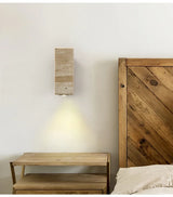 Japandi Yellow Marble LED Wall Sconce Wabi Sabi Bedside Light - Tophatter Daily Deals