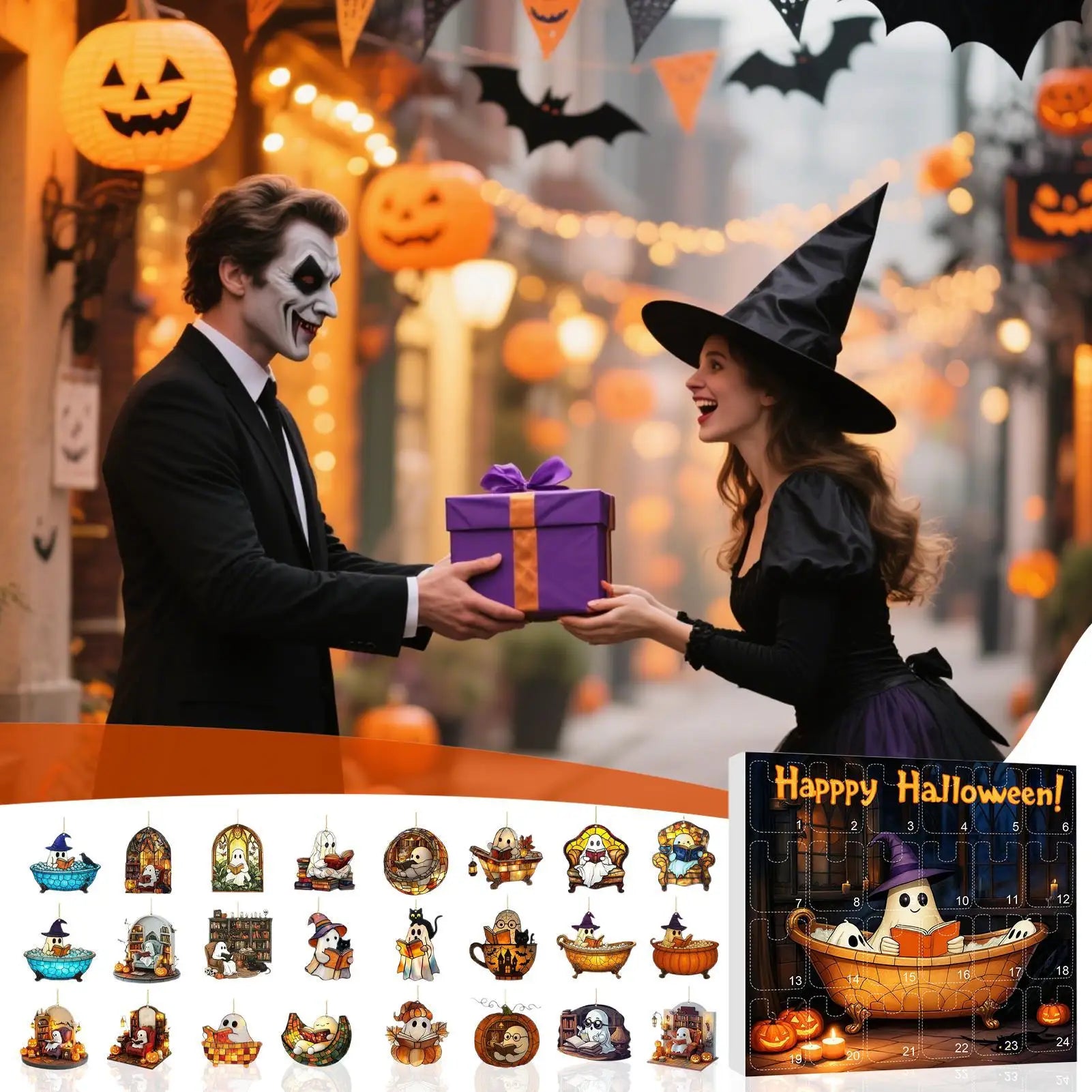 Halloween Advent Calendar 24 Days Ghost Pendant Decor - Tophatter Daily Deals