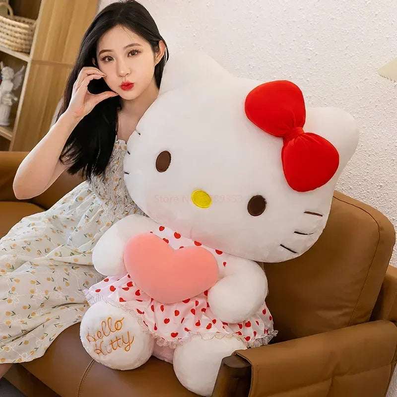 Sanrio Hello Kitty Plush Pink Heart Red Polka Dot Dress Anime - Tophatter Daily Deals