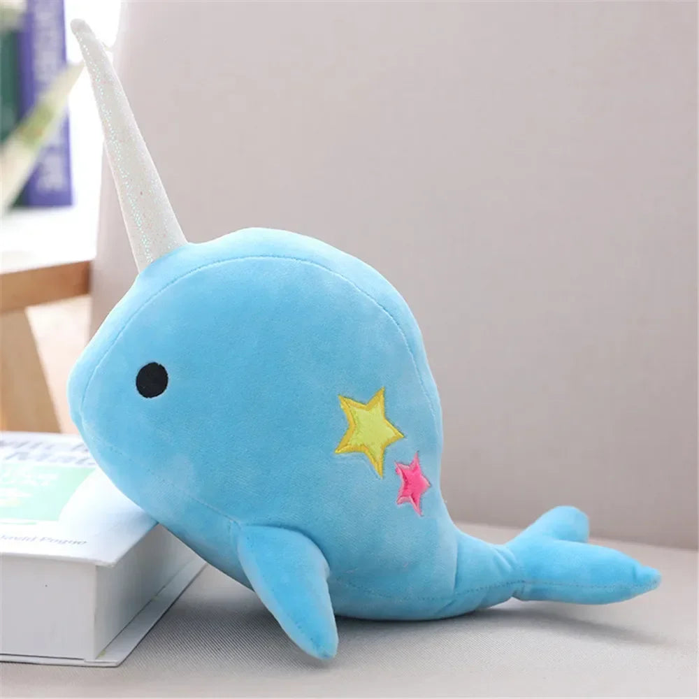 Narwhal Whale Star Plush Toy Dark Blue 25cm Animals - Tophatter Daily Deals