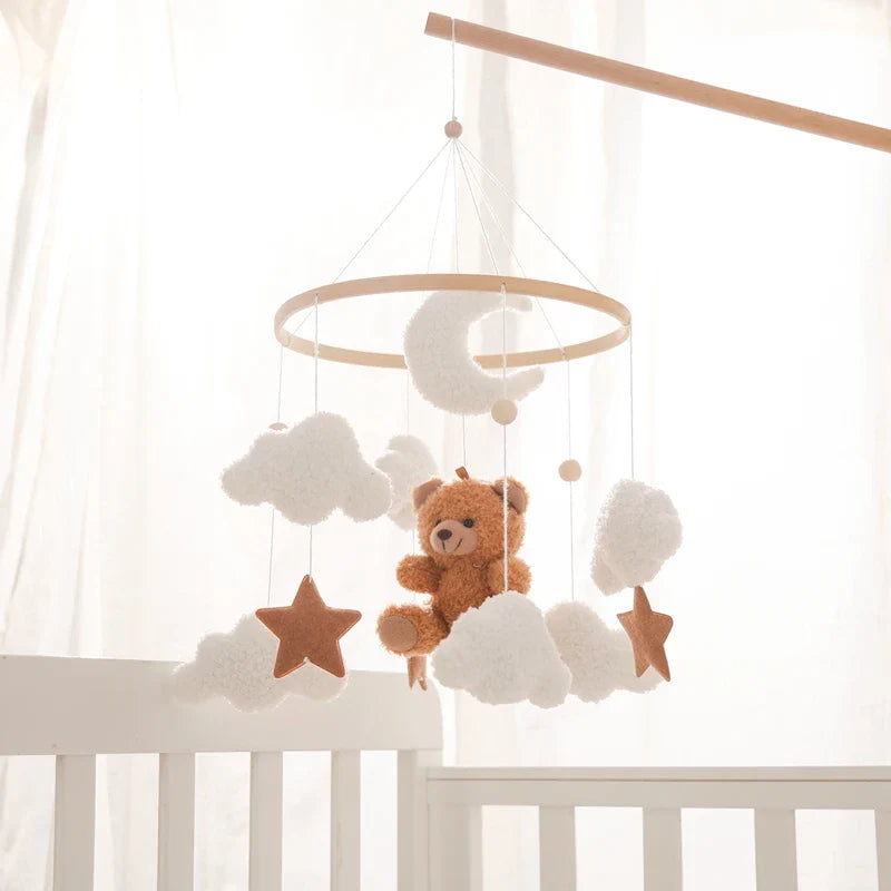 Wooden Crib Mobile Felt Bear Musical Newborn Sensory Toys - Tophatter Daily Deals
