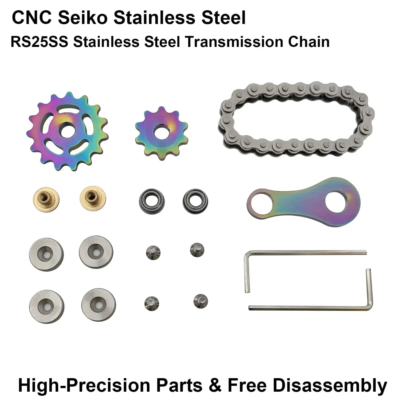 Fidget Spinner Metal Chain Gear EDC Rainbow Focus Toy - Tophatter Daily Deals