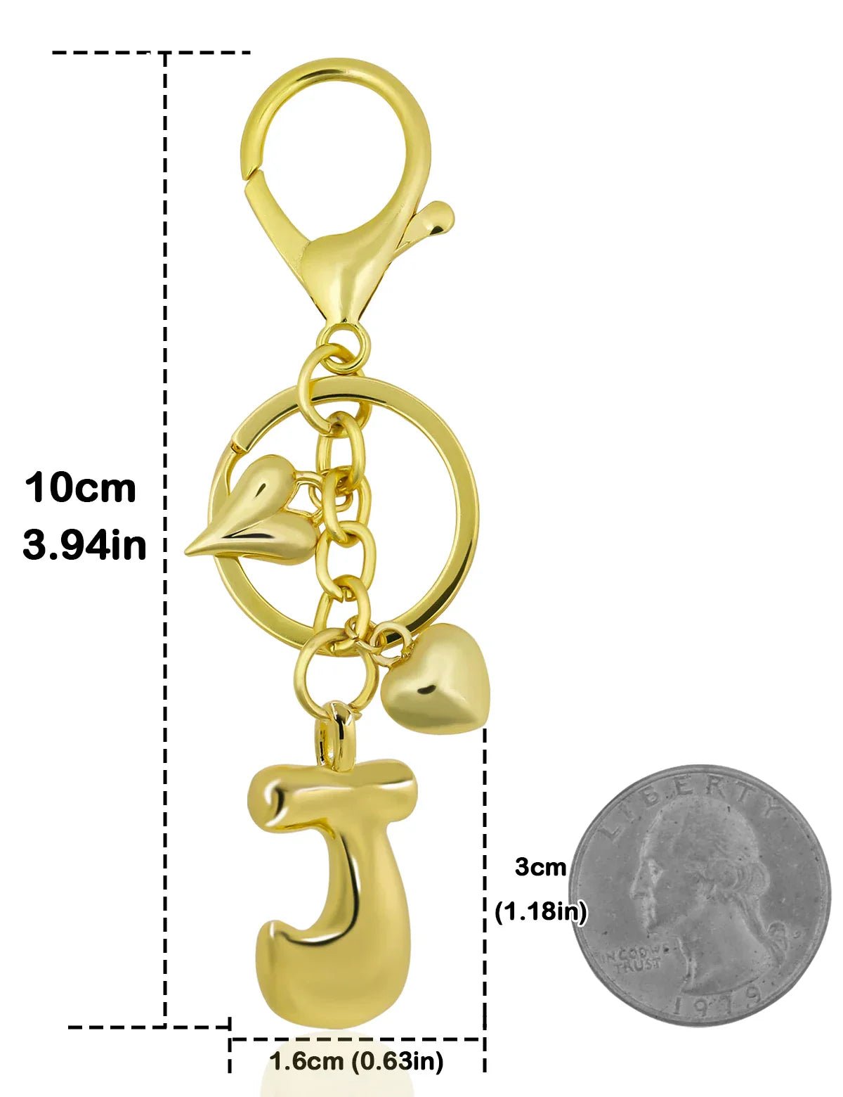 Personalized Keychain Gold Bubble Letter Bag Charm Gift J - Tophatter Daily Deals