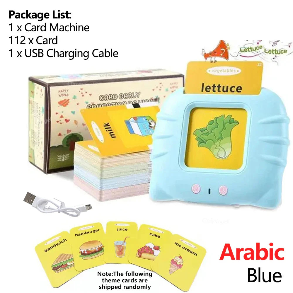 Interactive Educational Toy Flash Card Learning Machine for 2-6 Year Olds, Screen-Free Learning with Audio Function Arabic Blue Educational Toys - Tophatter Daily Deals