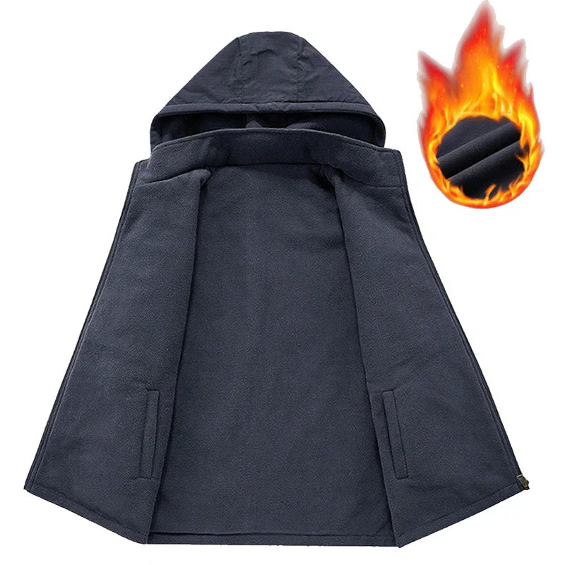 Warm Versatile Men Hooded Vest - Fleece Lined, Nylon, Outdoor - Tophatter Daily Deals