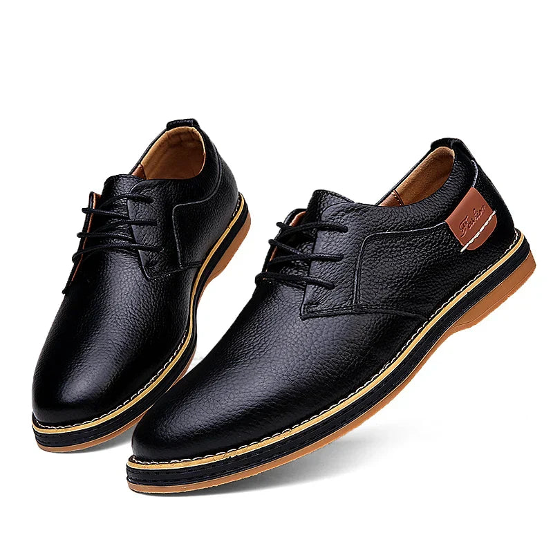 Mens Genuine Leather Brogue Oxford Dress Shoes (Black) Apparel & Accessories > Shoes - Tophatter Daily Deals