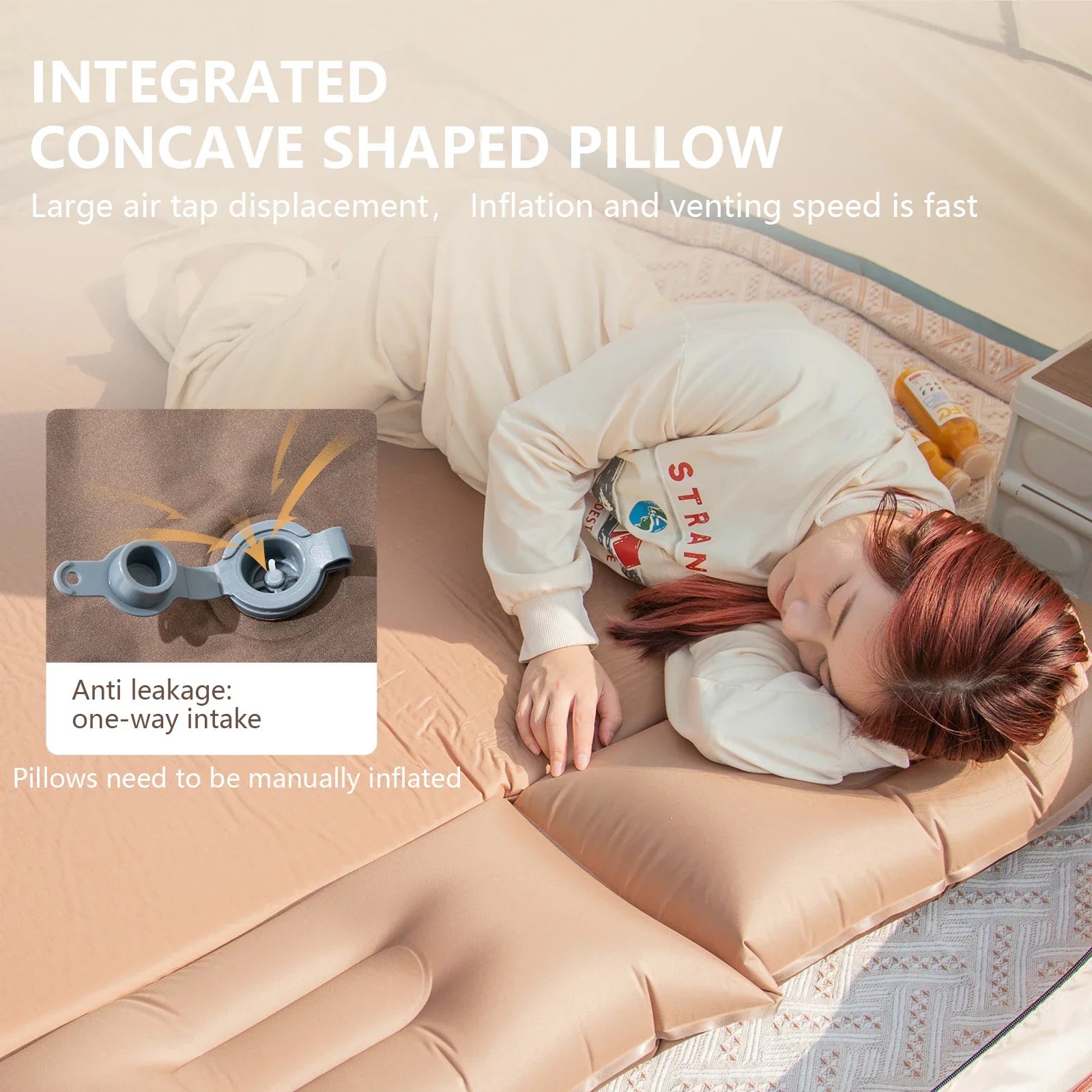 Self-Inflating Camping Sleeping Pad Air Mat Khaki Camping & Hiking - Tophatter Daily Deals