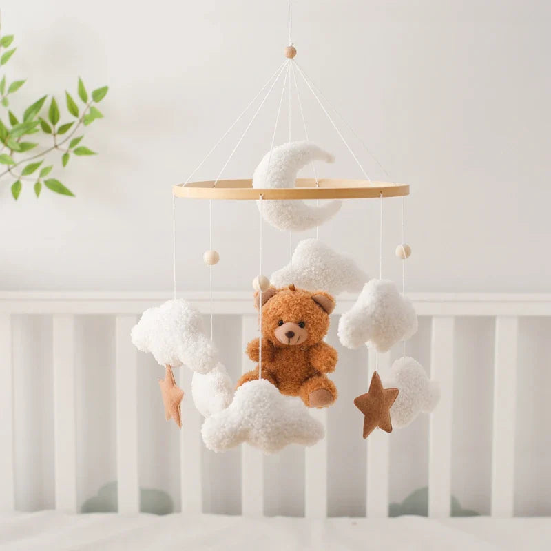 Wooden Crib Mobile Felt Bear Musical Newborn Sensory Toys - Tophatter Daily Deals