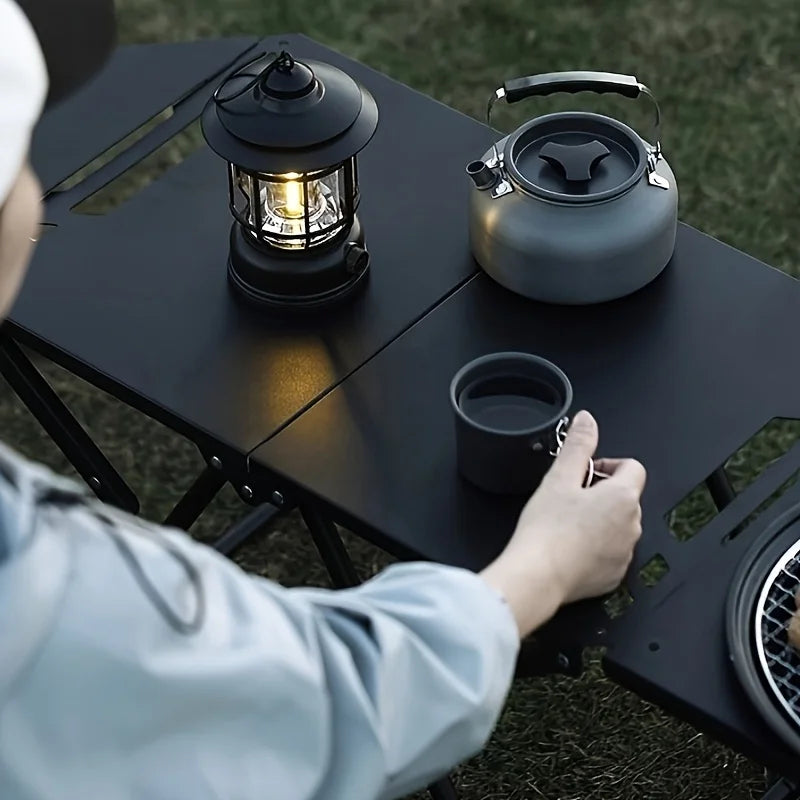 Folding Camping Table with Carry Handle Tripod Base Black Camp Furniture - Tophatter Daily Deals