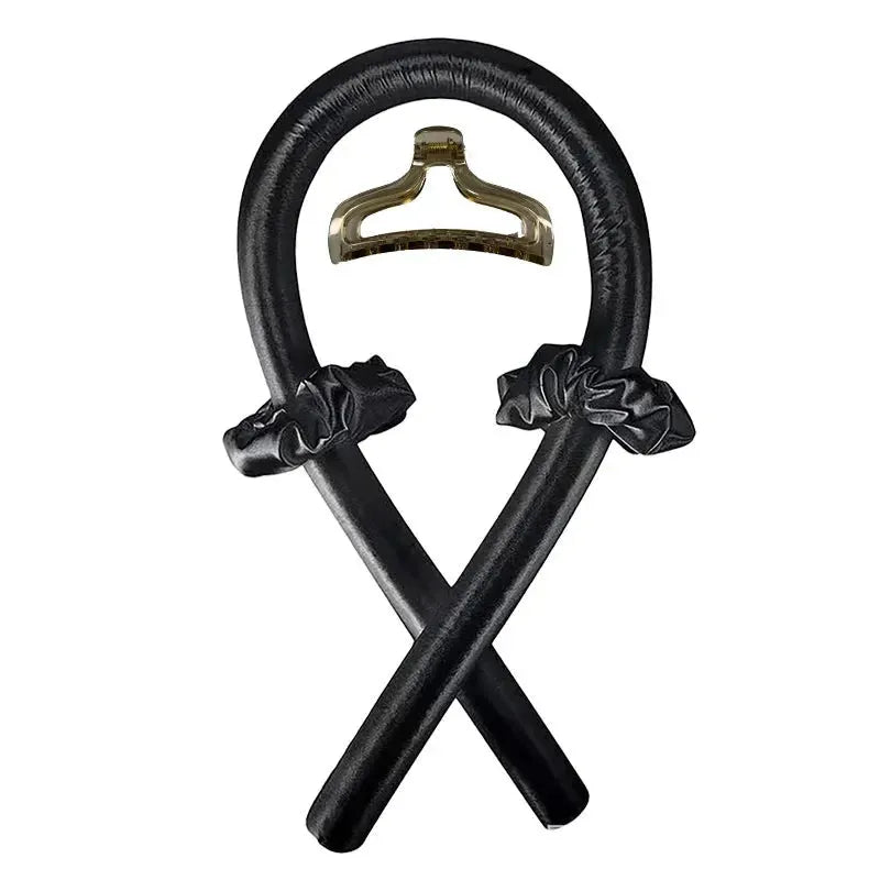Heatless Curling Rod Headband No Heat Silk Curls Ribbon Hair Rollers Sleeping Soft Headband Lazy Hair Curlers Hair Styling Tools Black with Clip CHINA - Tophatter Daily Deals