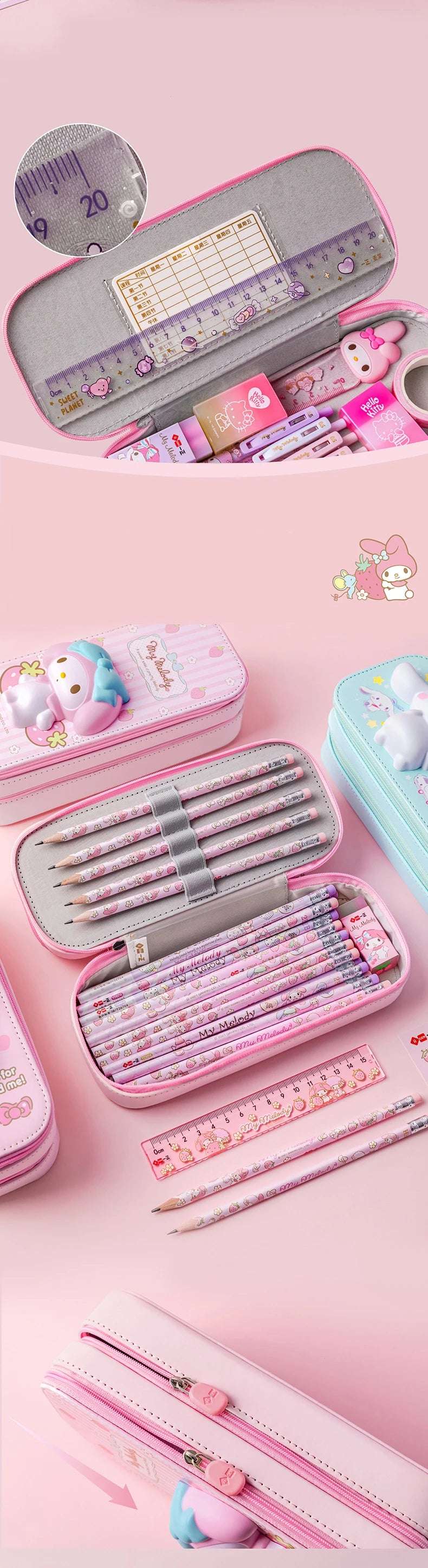 Sanrio Zipped Pencil Case Kawaii Hello Kitty Cinnamoroll My Melody Anime - Tophatter Daily Deals