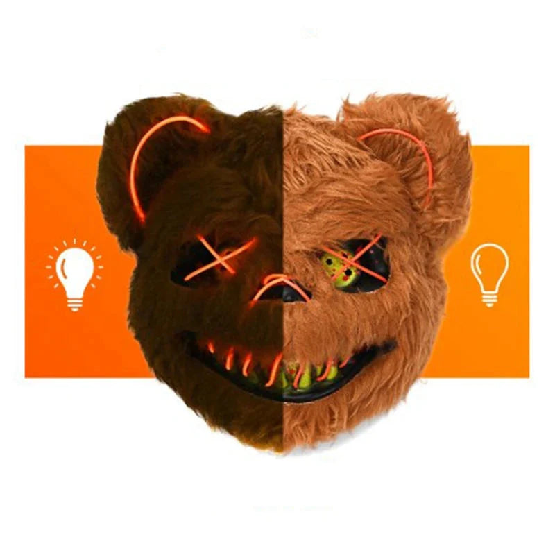 Halloween LED Mask Faux Fur Bunny Bear Cosplay Spooky - Tophatter Daily Deals