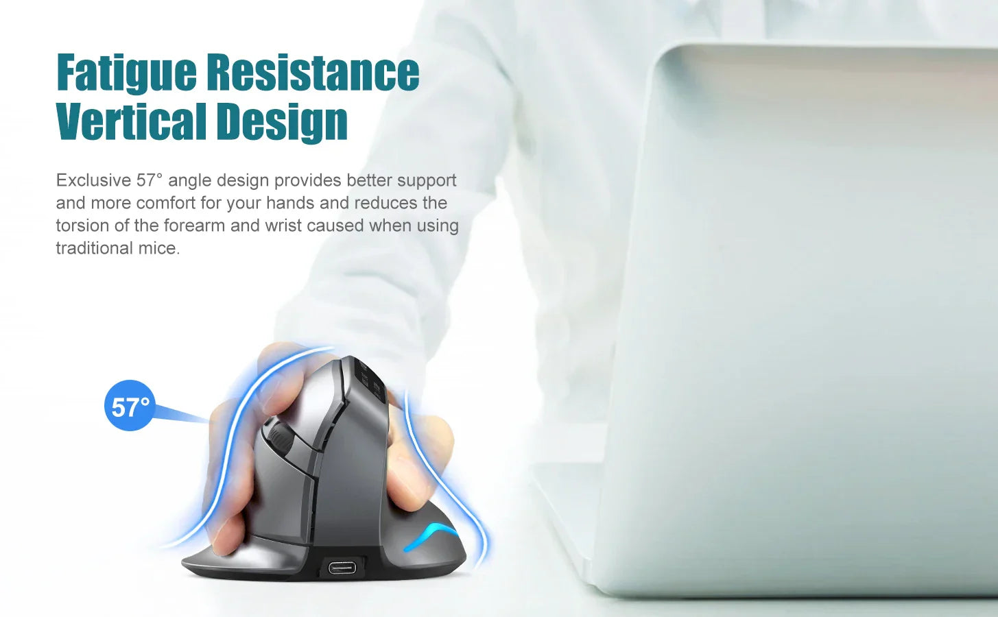Bluetooth Vertical Ergonomic Mouse With OLED Screen - Tophatter Daily Deals