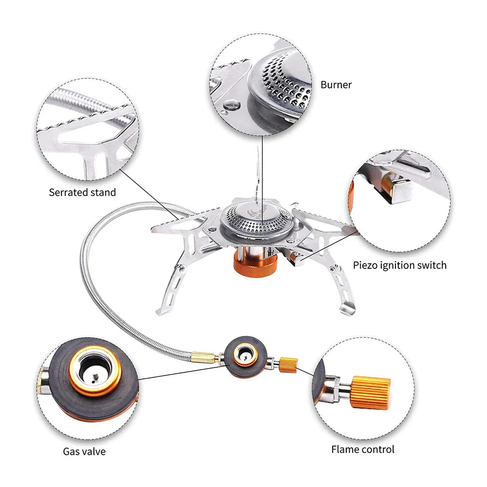 Portable Split Gas Stove 3000W Silver Camp Cooking - Tophatter Daily Deals