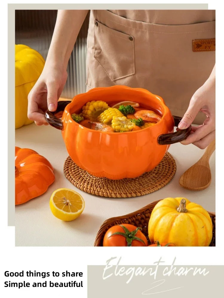 Ceramic Soup Pot Pumpkin Lid Porcelain Large Fall 2025 - Tophatter Daily Deals