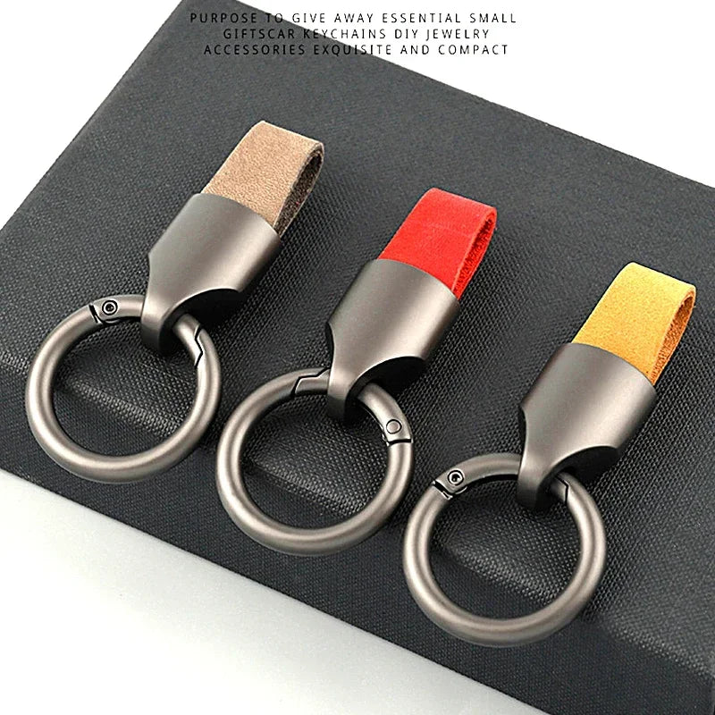 Cowhide Leather Keychain Carabiner Ring Everyday Carry - Tophatter Daily Deals