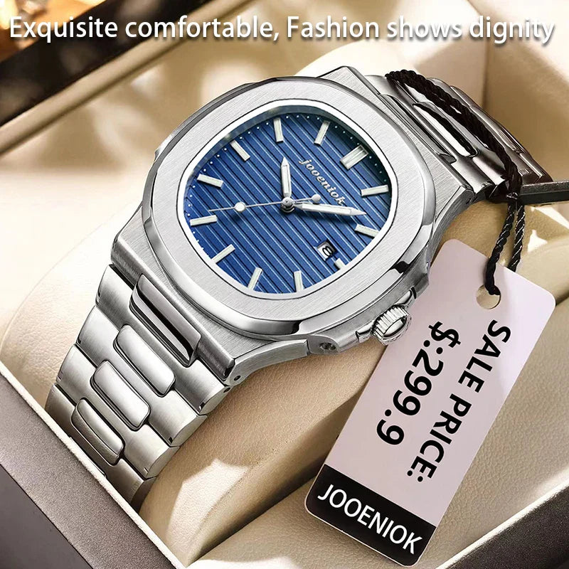 Luxury Quartz Watch Stainless Steel Date Waterproof Luminous - Tophatter Daily Deals