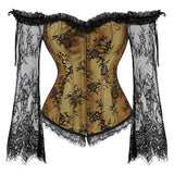 Supportive Women's Corset Top - Off Shoulder, Lace Satin Yellow - Tophatter Daily Deals
