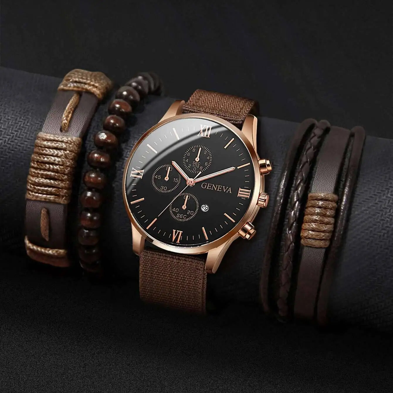 Quartz Watch And Bracelet Set Nylon Band Casual Gift - Tophatter Daily Deals