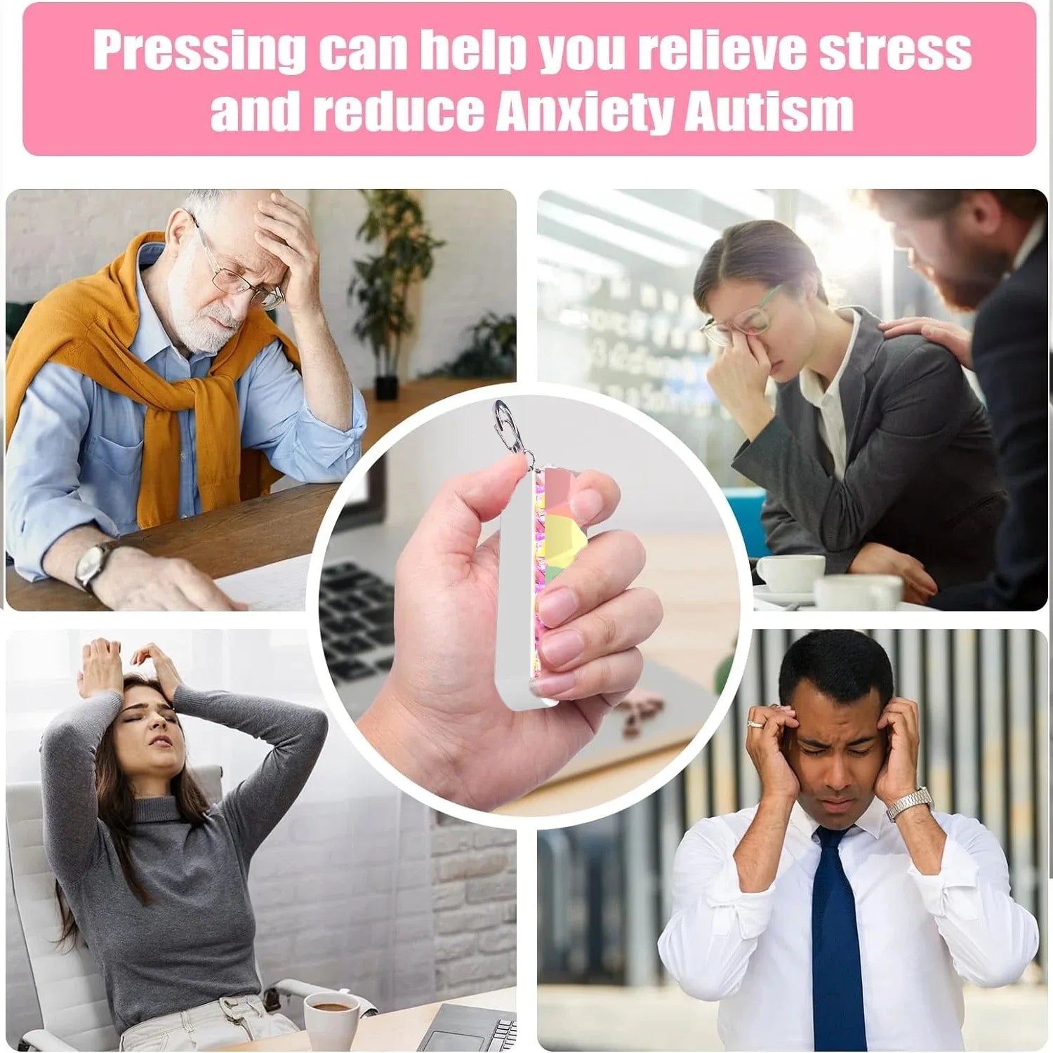 Keyboard Fidget Toy LED Keychain 4 In 1 Stress Relief - Tophatter Daily Deals