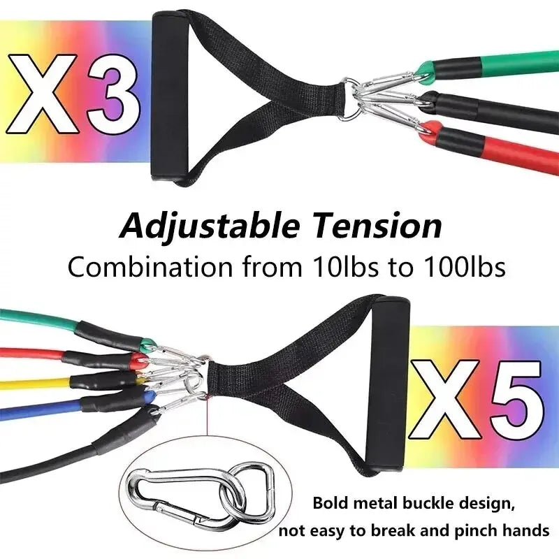 Resistance Bands Set 11Pc Portable Full Body Kit Workout - Tophatter Daily Deals