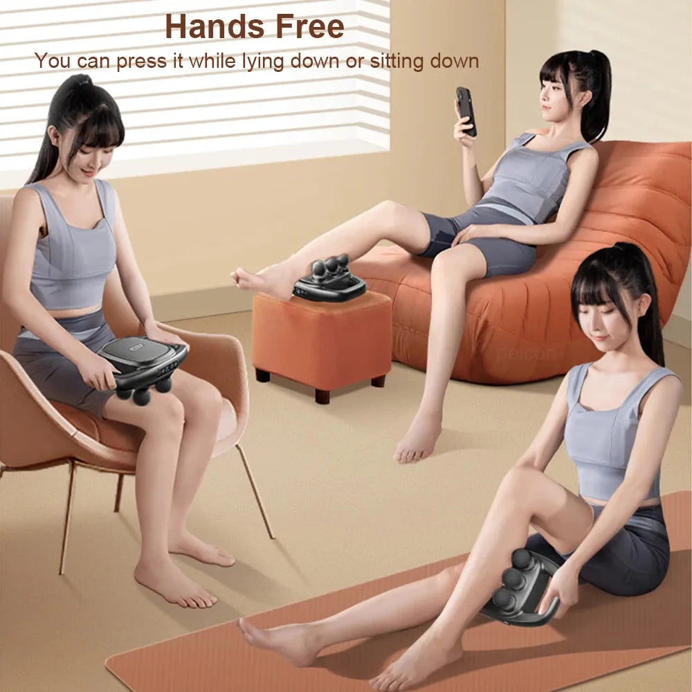 Fascia Gun Muscle Massager Gun High Frequency Back Waist Massage Machine Six-head Body Shoulder Professional Fascia Massage Gun - Tophatter Daily Deals