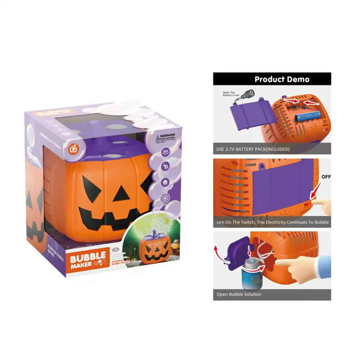 Pumpkin Bubble Machine Halloween 2025 With Lights Sound - Tophatter Daily Deals