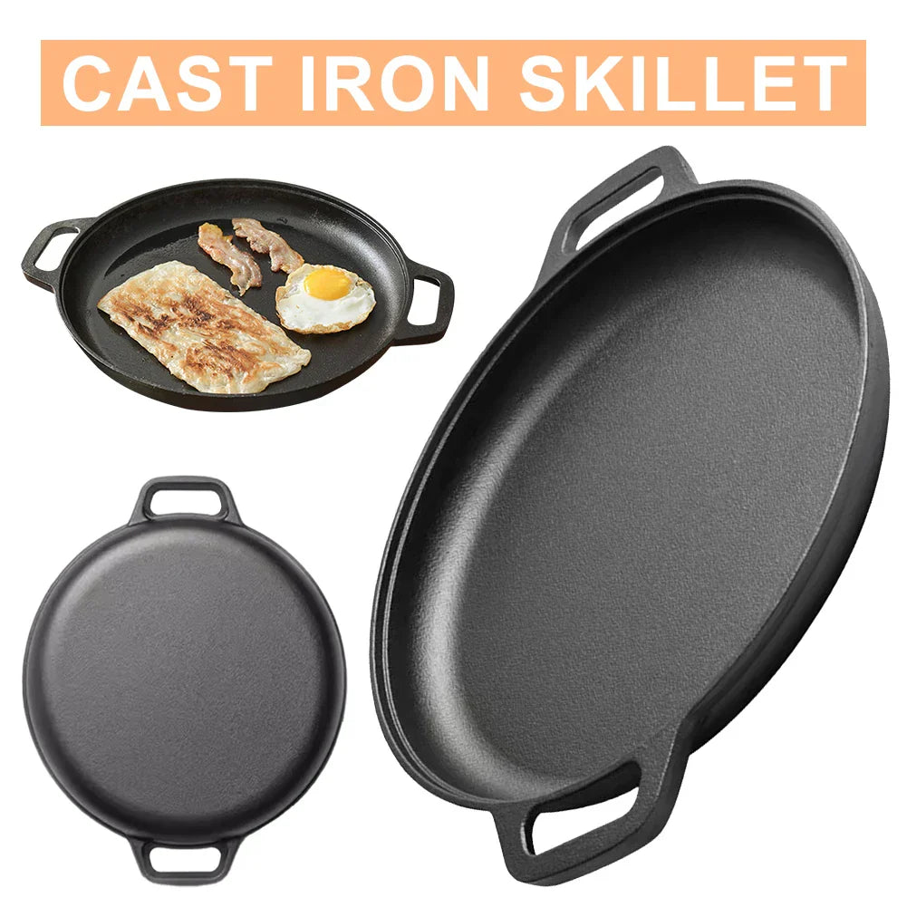 Non-Stick Camping Cast Iron Frying Pan Camp Cooking - Tophatter Daily Deals