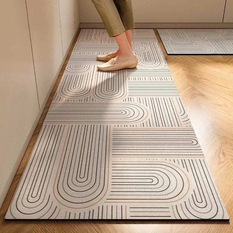 Japanese Minimalist Cream Anti Slip Floor Mat Kitchen - Tophatter Daily Deals