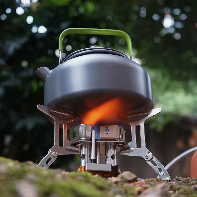 Three-Head Gas Stove Windproof Camping Silver Camp Cooking - Tophatter Daily Deals