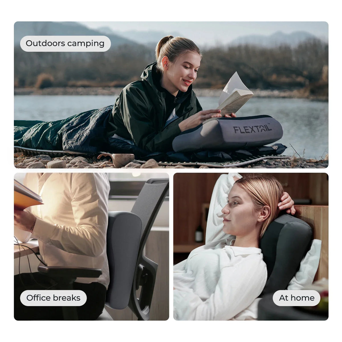 Ergonomic Inflatable Camping Air Pillow Grey Pillows - Tophatter Daily Deals