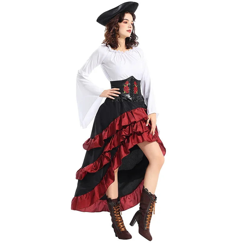 Pirate Costume Corset Dress Halloween Medieval Captain Look - Tophatter Daily Deals