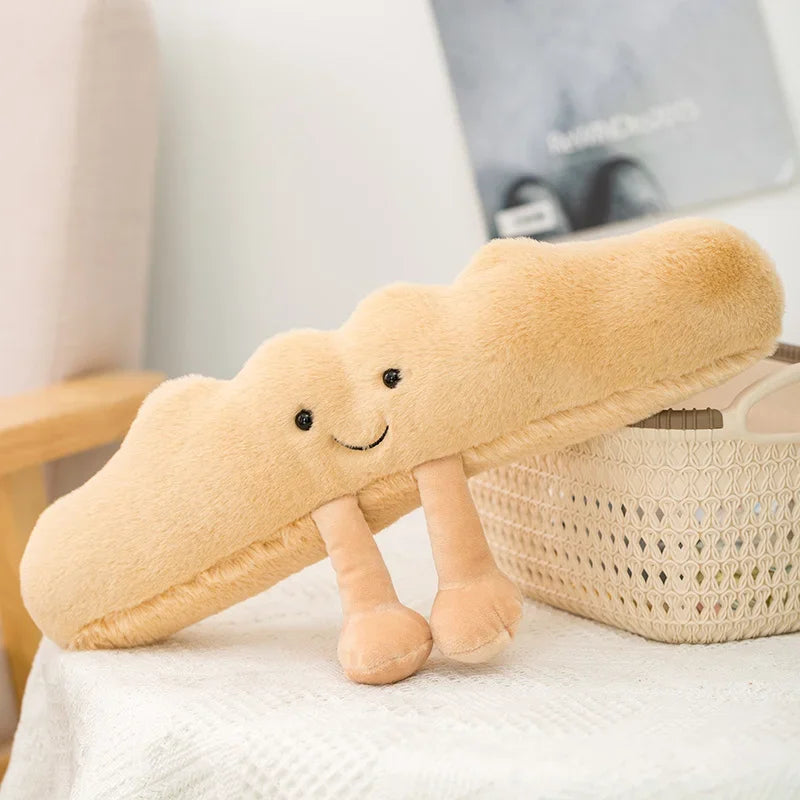 Pretzel Croissant Smiley Face Poached Egg Baguette Bread Plush Toy Food - Tophatter Daily Deals