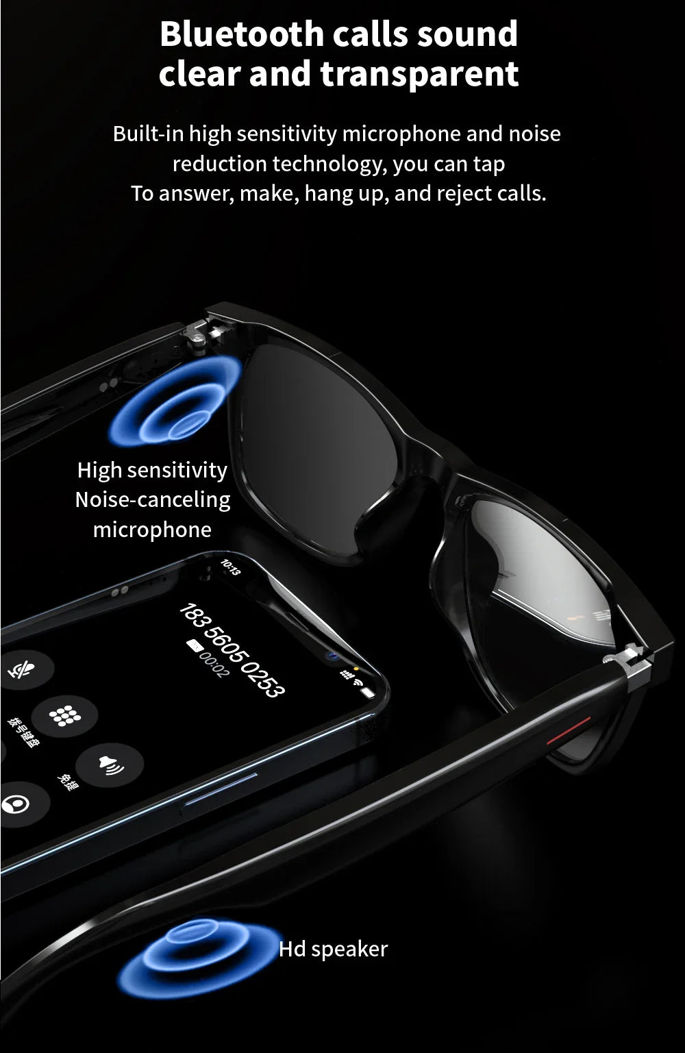Smart Glasses Blue Light Polarized Audio Sunglasses - Tophatter Daily Deals