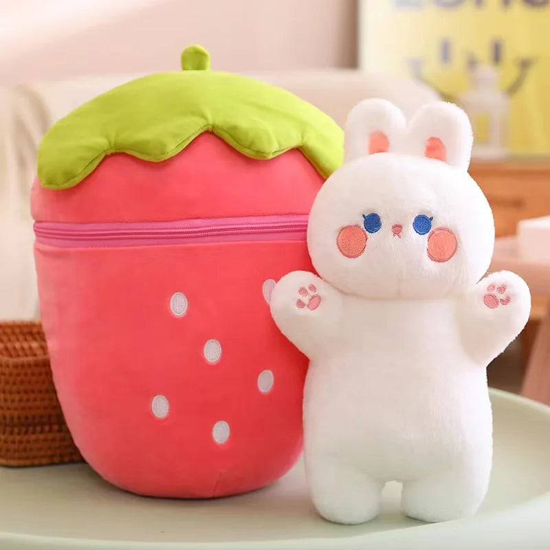 Bunny Taiyaki Plush Toys Cute Strawberry Pig Rabbits Strawberry Rabbit Animals - Tophatter Daily Deals