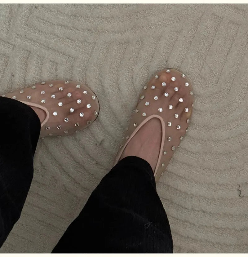Breathable Women Ballet Flats - Mesh Crystal, Casual Walking - Tophatter Daily Deals