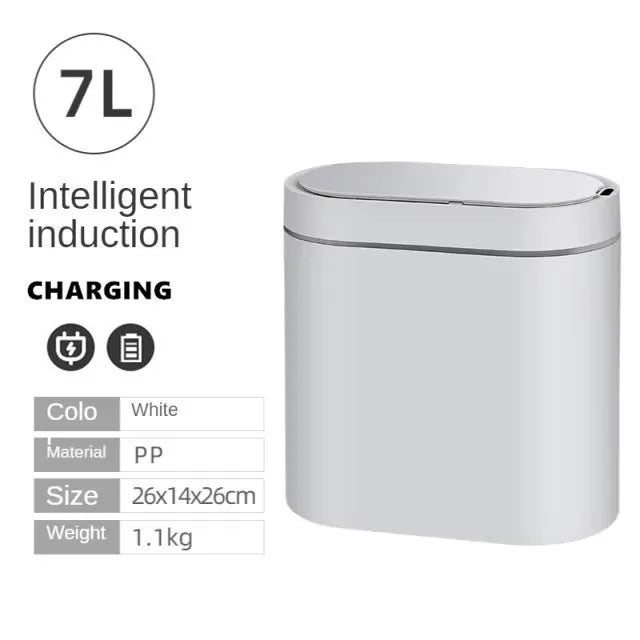 Sensor Trash Can Touchless 8L Kitchen Bathroom Bin Compact Charge White 7L - Tophatter Daily Deals