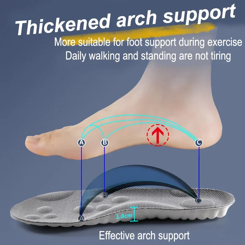 4D Massage Insoles Shock Absorbent Breathable Comfort Plantar Fascia Insole - Tophatter Daily Deals