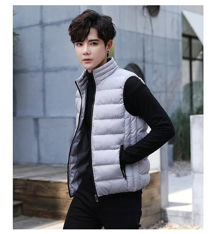 Insulating Men's Puffer Vest - Quilted Cotton Blend, Winter - Tophatter Daily Deals
