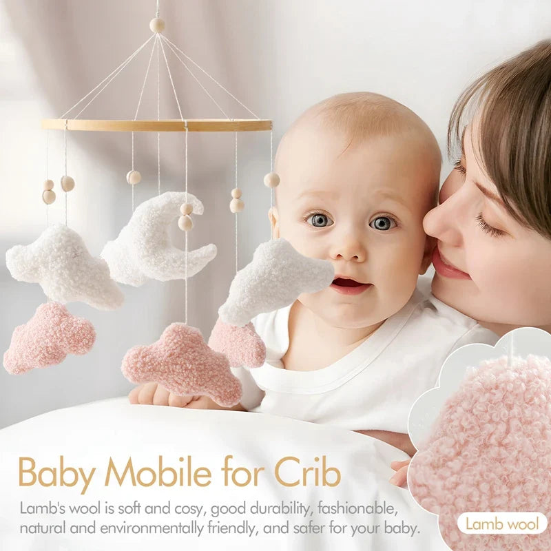 Wooden Crib Mobile Felt Bear Musical Newborn Sensory Toys - Tophatter Daily Deals