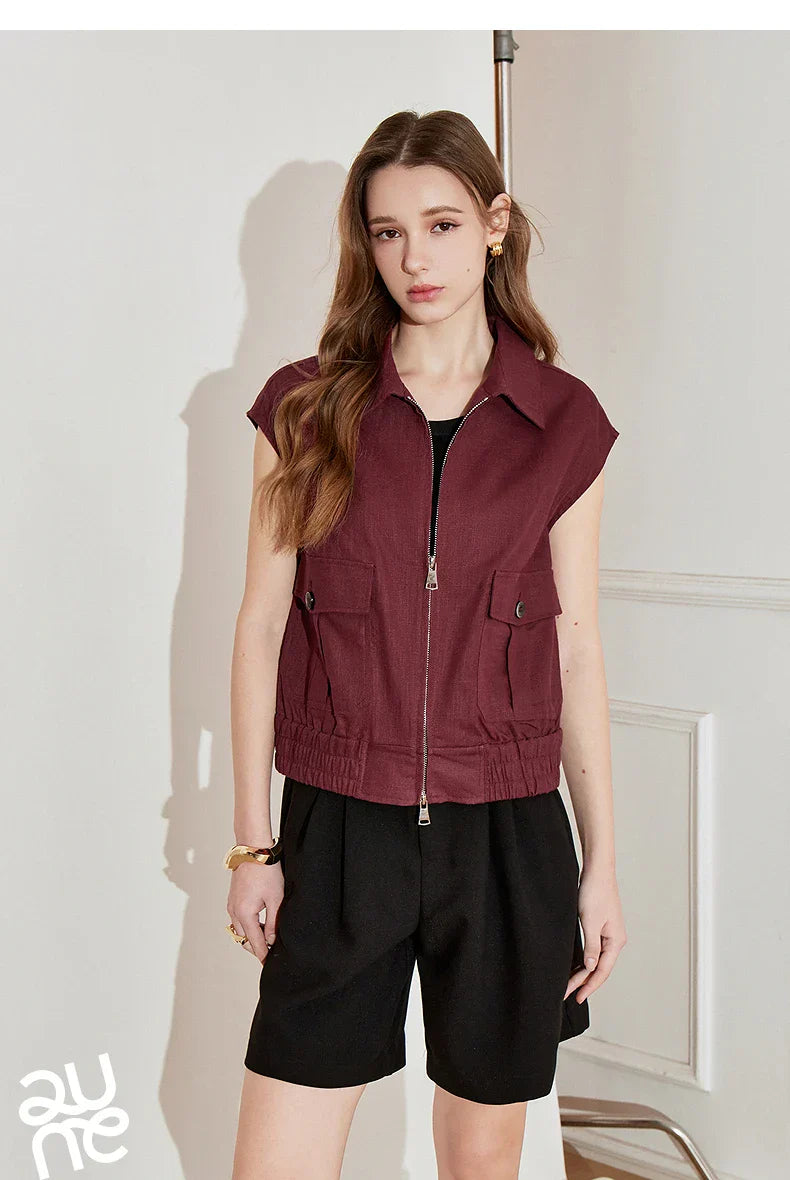 Lightweight Women's Sleeveless Jacket - Linen Cotton, Spring - Tophatter Daily Deals