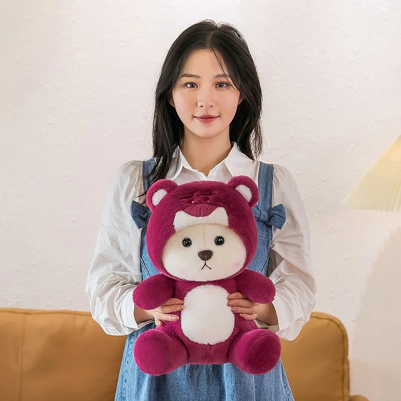 Cute Rose Red Bear Plush Toy Animals - Tophatter Daily Deals