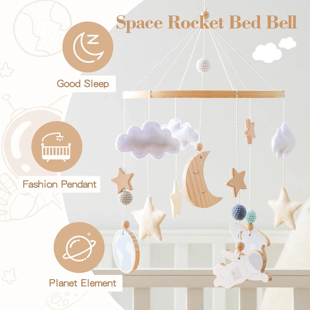 Wooden Rocket Crib Mobile Newborn Sensory Toys Soothing - Tophatter Daily Deals