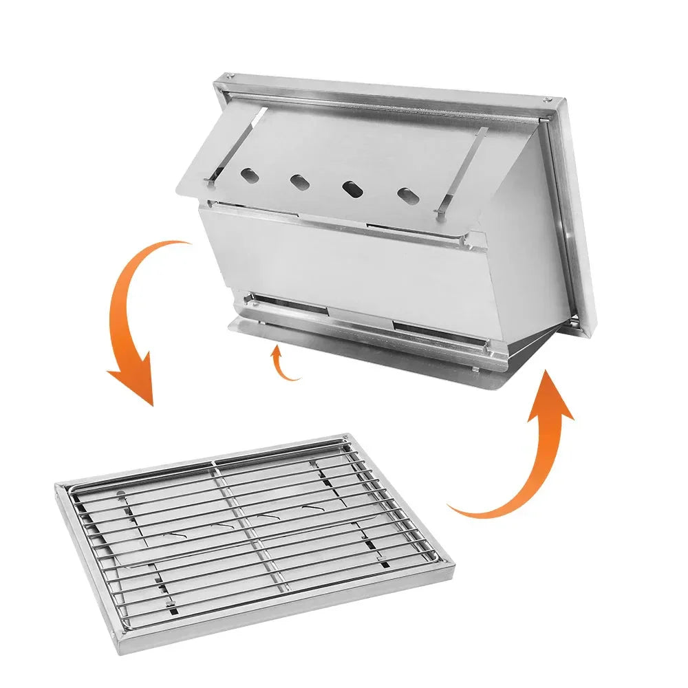 304 Stainless Steel Folding BBQ Grill Camping Stove Silver Outdoor Grills - Tophatter Daily Deals