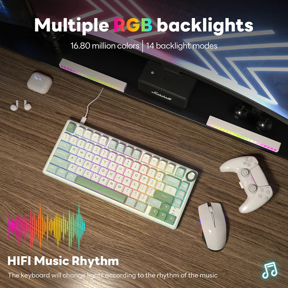 Mechanical Keyboard R75 Gasket 80Key RGB Hot Swap Spanish - Tophatter Daily Deals