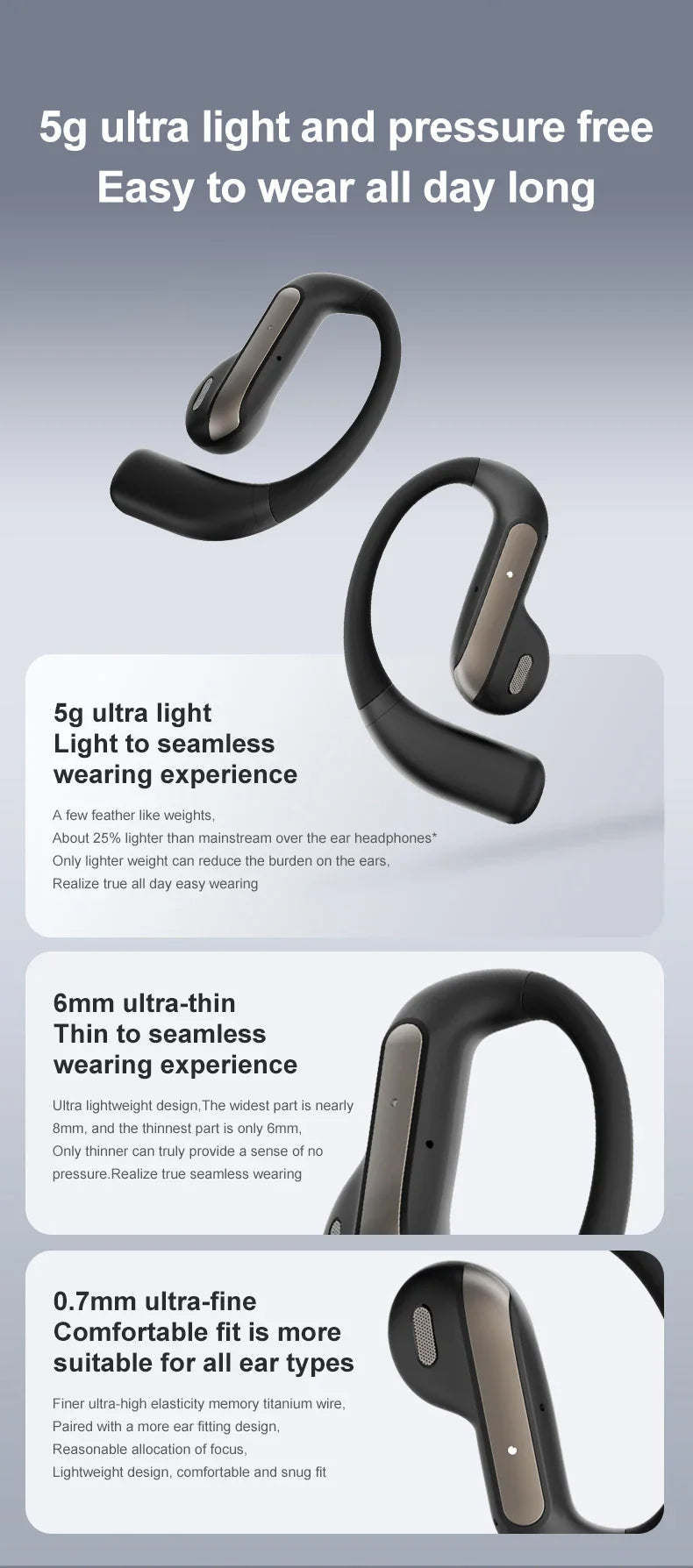 AI Translation Earbuds With Noise Canceling Ear Hook Sports - Tophatter Daily Deals