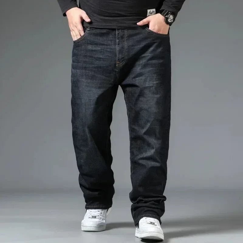 Oversized Relaxed Men's Jeans - High Waist, Stretch Denim - Tophatter Daily Deals