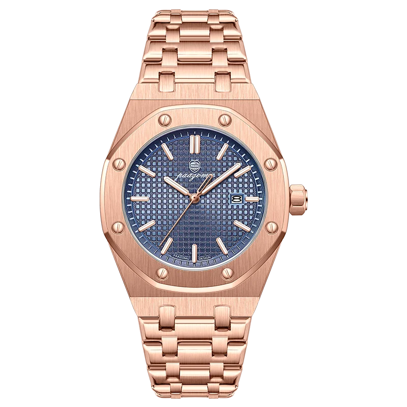 Quartz Stainless Steel Business Watch Waterproof Date Gold Blue - Tophatter Daily Deals