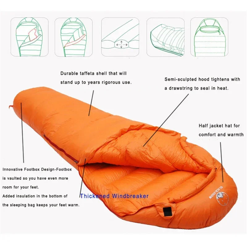 Goose Down Mummy Sleeping Bag Orange Sleeping Bags - Tophatter Daily Deals