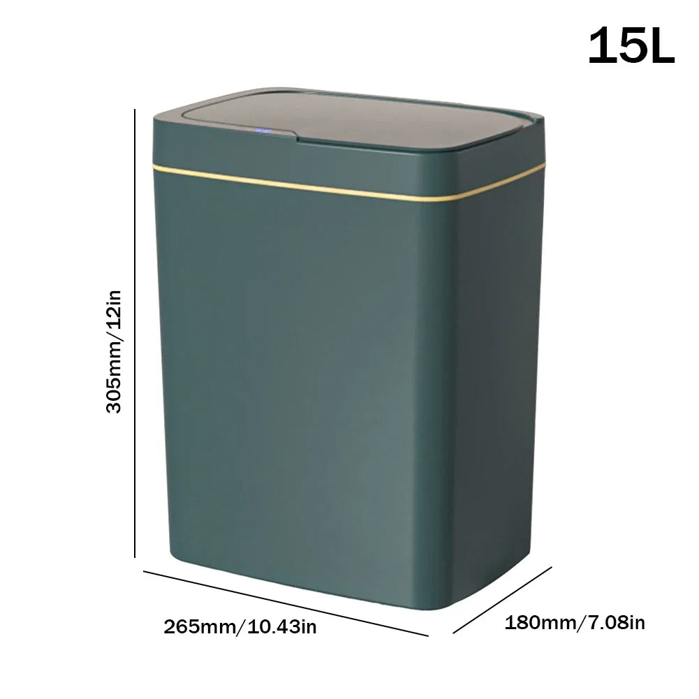 Smart Sensor Trash Can 15L 18L Touchless Quiet Waterproof 15L Green A - Tophatter Daily Deals